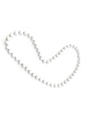 Vintage Round White Plastic Bead Necklace with Gold Tone Spacers. Hidden Clasp.